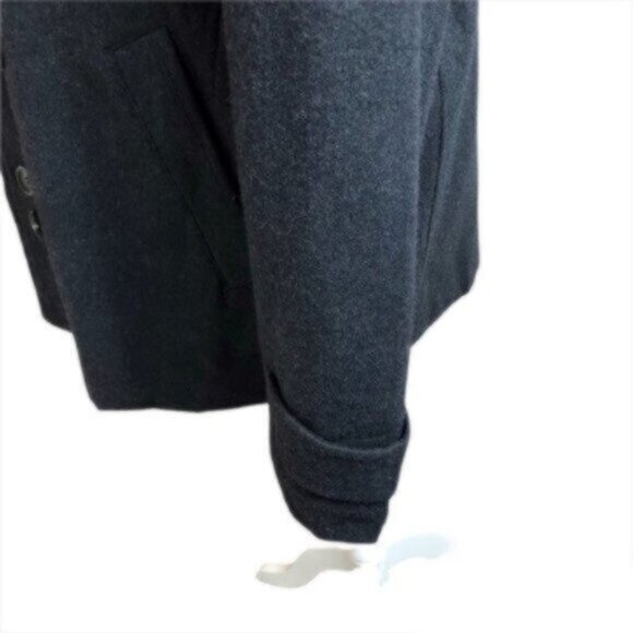 Calvin Klein Black Wool Blend Winter Classic Casual Everyday Pea Coat Medium - Picture 5 of 9